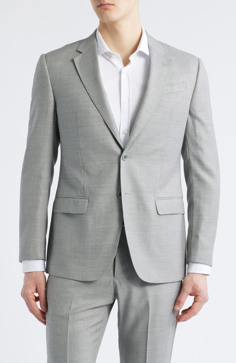 Emporio Armani Light Grey Mélange Wool Suit, Alternate, color,