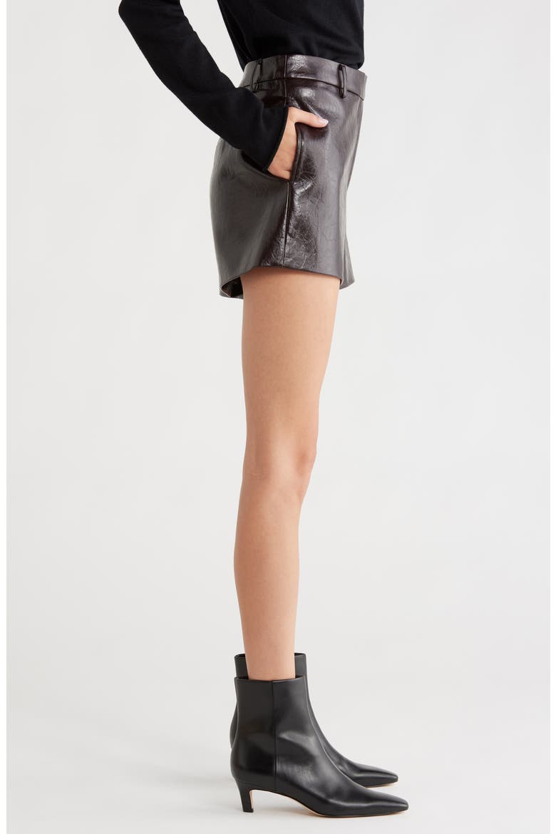 Wynn High Waist Faux Leather Shorts, Alternate, color, DARK BROWN