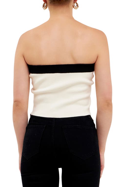 Endless Rose Colorblock Strapless Knit Top In White