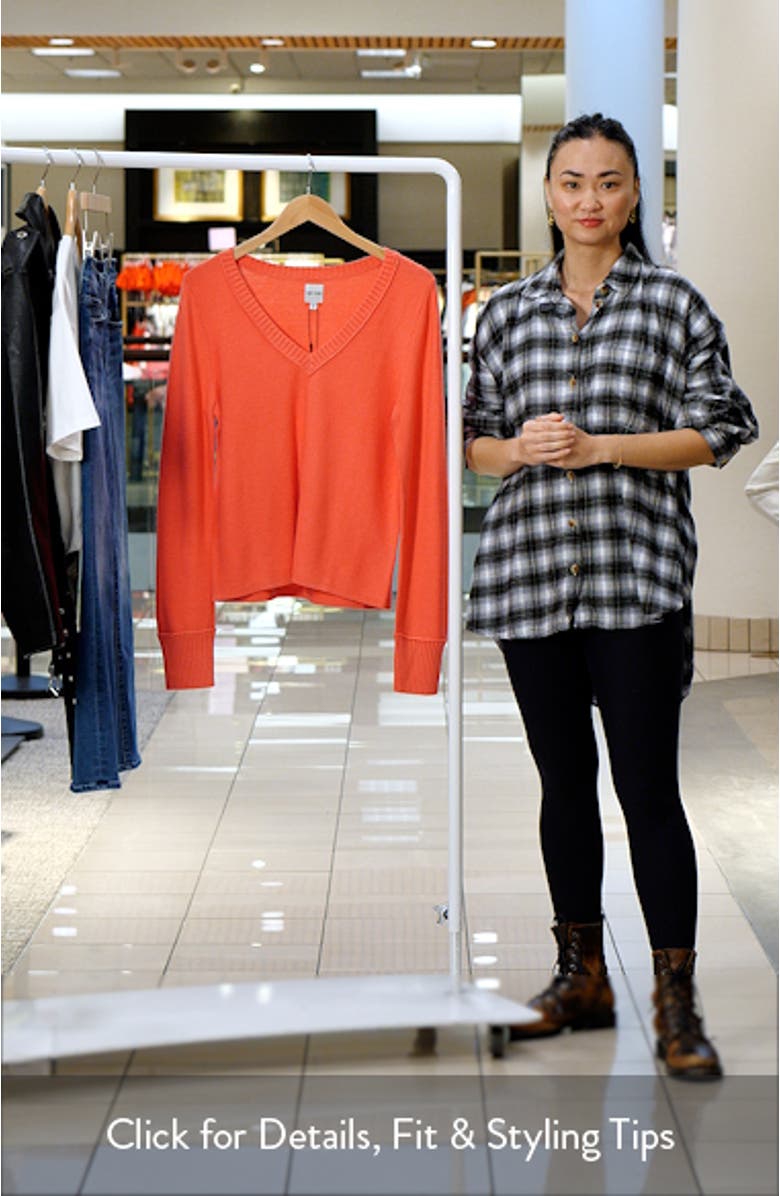 Garter V-Neck Cotton Blend Sweater, sales video thumbnail