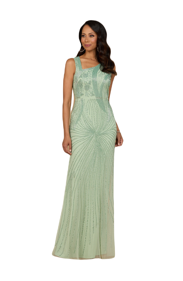 LARA New York Asymmetrical, Beaded Gown, Main, color, Mint