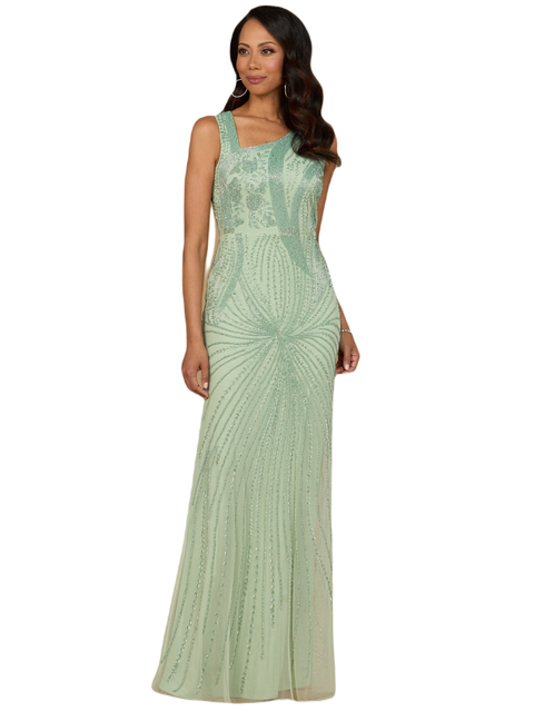 Asymmetrical, Beaded Gown