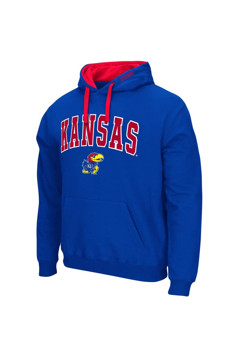 Men's Colosseum Royal Kansas Jayhawks Big & Tall Arch & Logo 2.0 Pullover Hoodie, Alternate, color, Royal