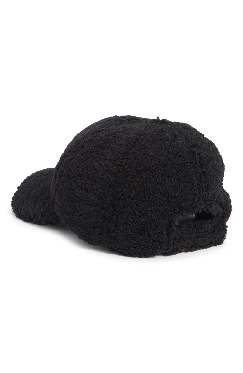 BCBG Faux Shearling Baseball Cap, Alternate, color, Black