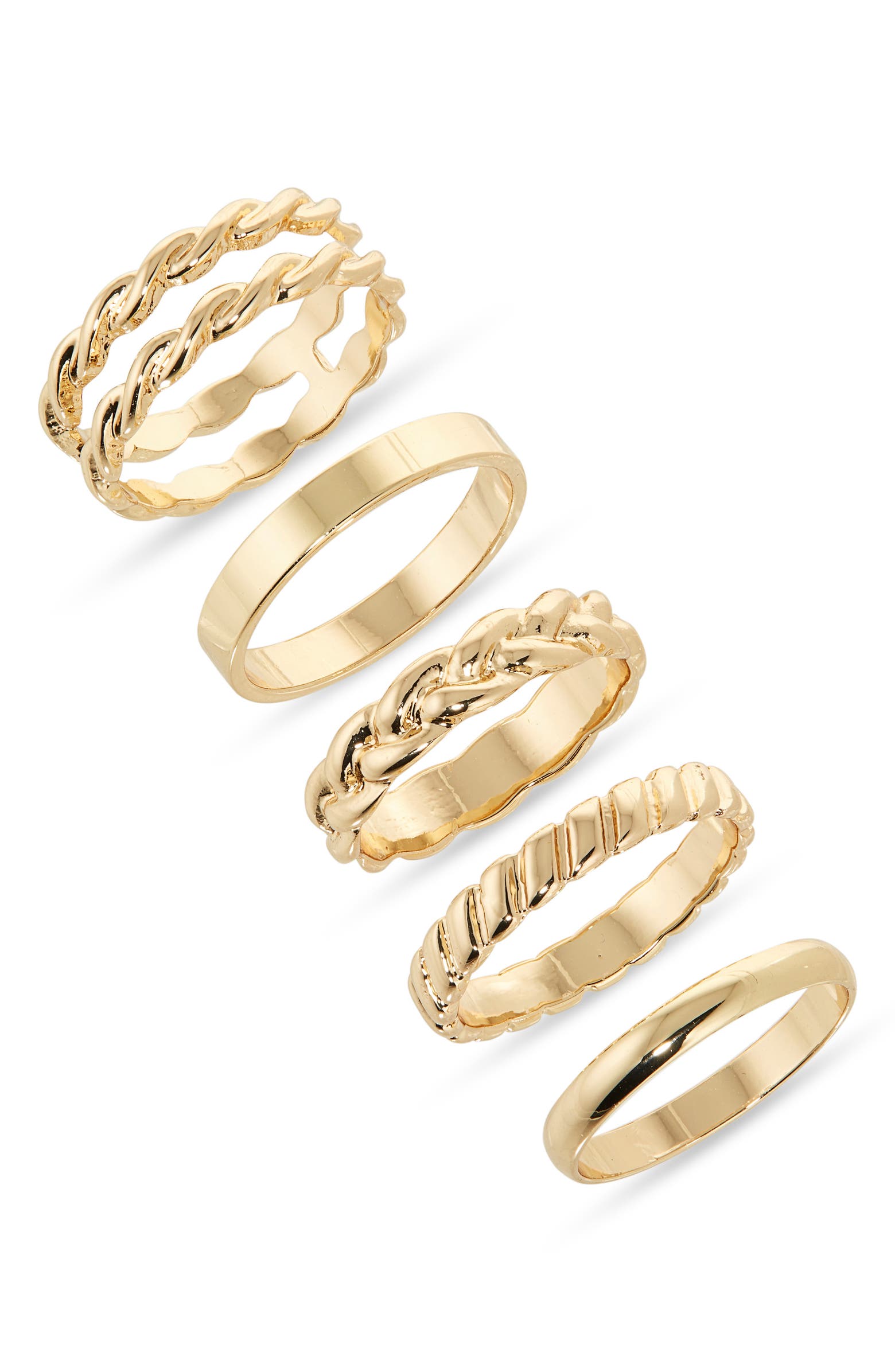 Nordstrom Set of 5 Twist Stacking Rings | Nordstrom