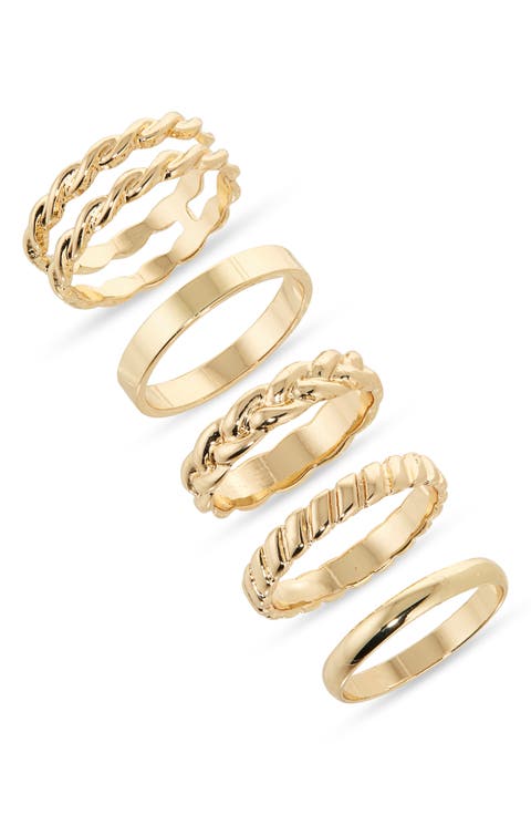 Set of 5 Twist Stacking Rings