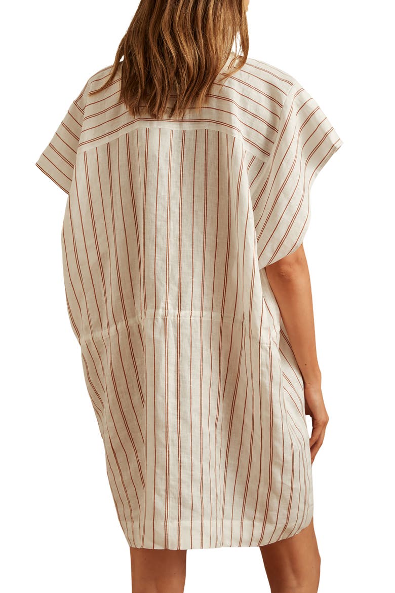 Romy Linen & Cotton Cover-Up Tunic, Alternate, color, CREAM/ BROWN