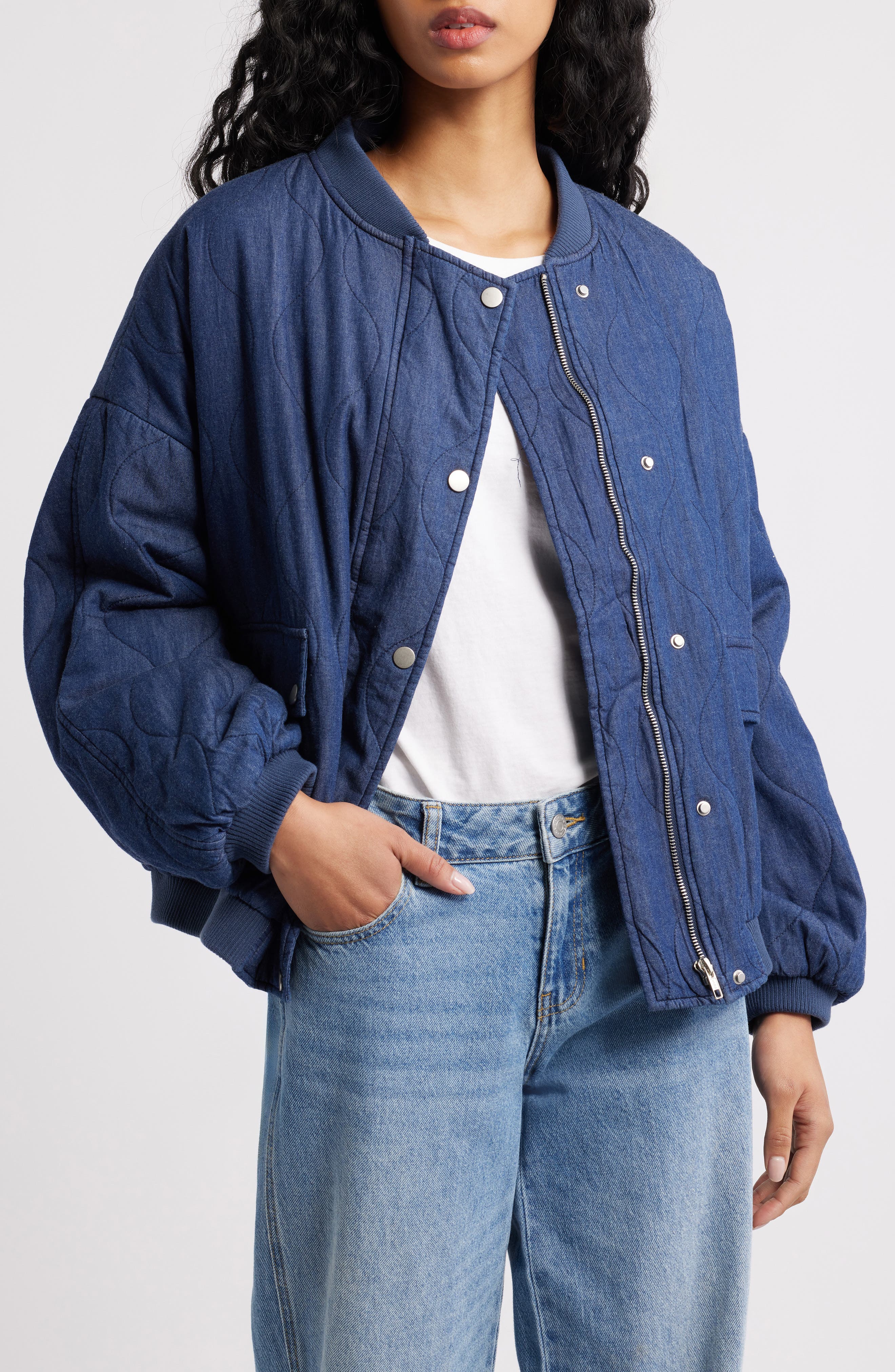 Petal & Pup Keah Onion Quilted Bomber Jacket