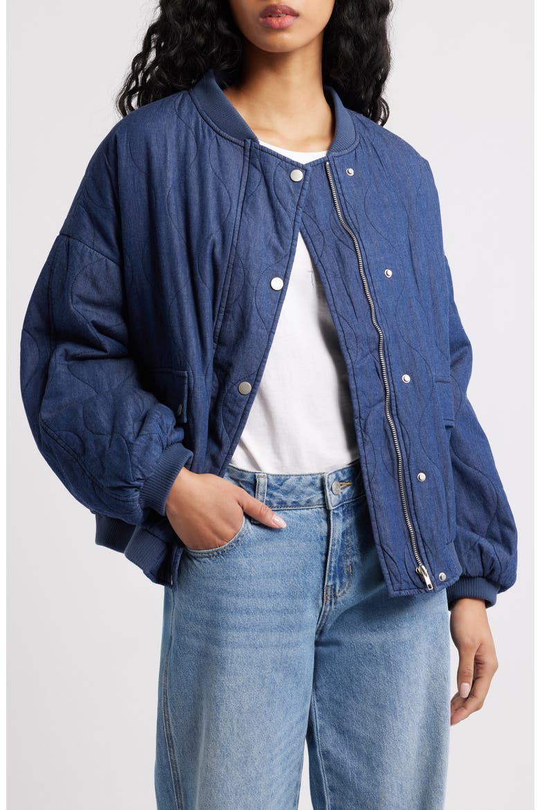 Keah Onion Quilted Bomber Jacket, Main, color, NAVY