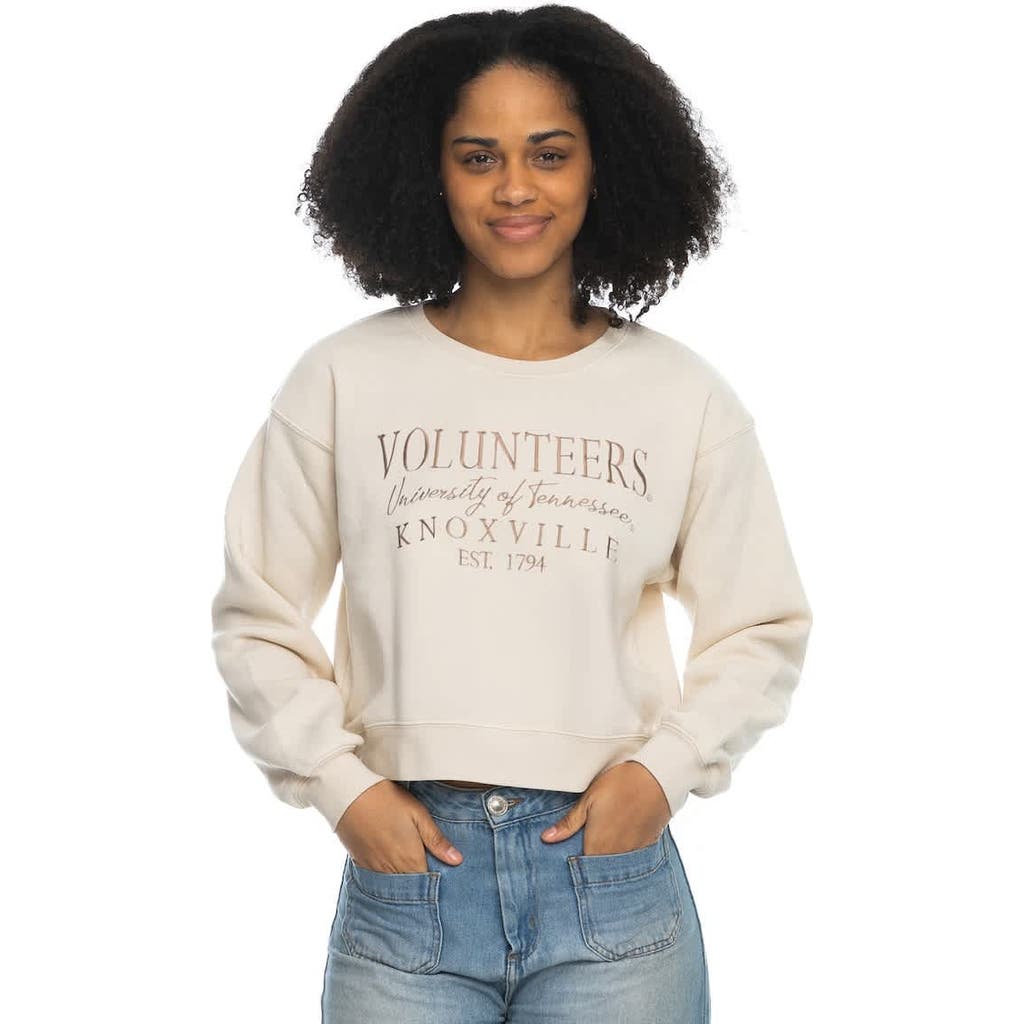 Zoozatz Women's Tan Oklahoma Sooners Cropped Crewneck Sweatshirt In Brown