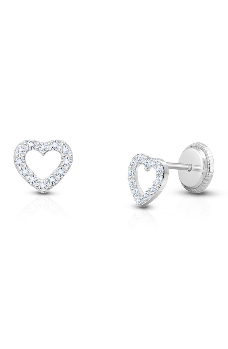 Tiny Blessings 14K Gold Love of Mine Studs Screw Back Earrings, Main, color, 14K White Gold