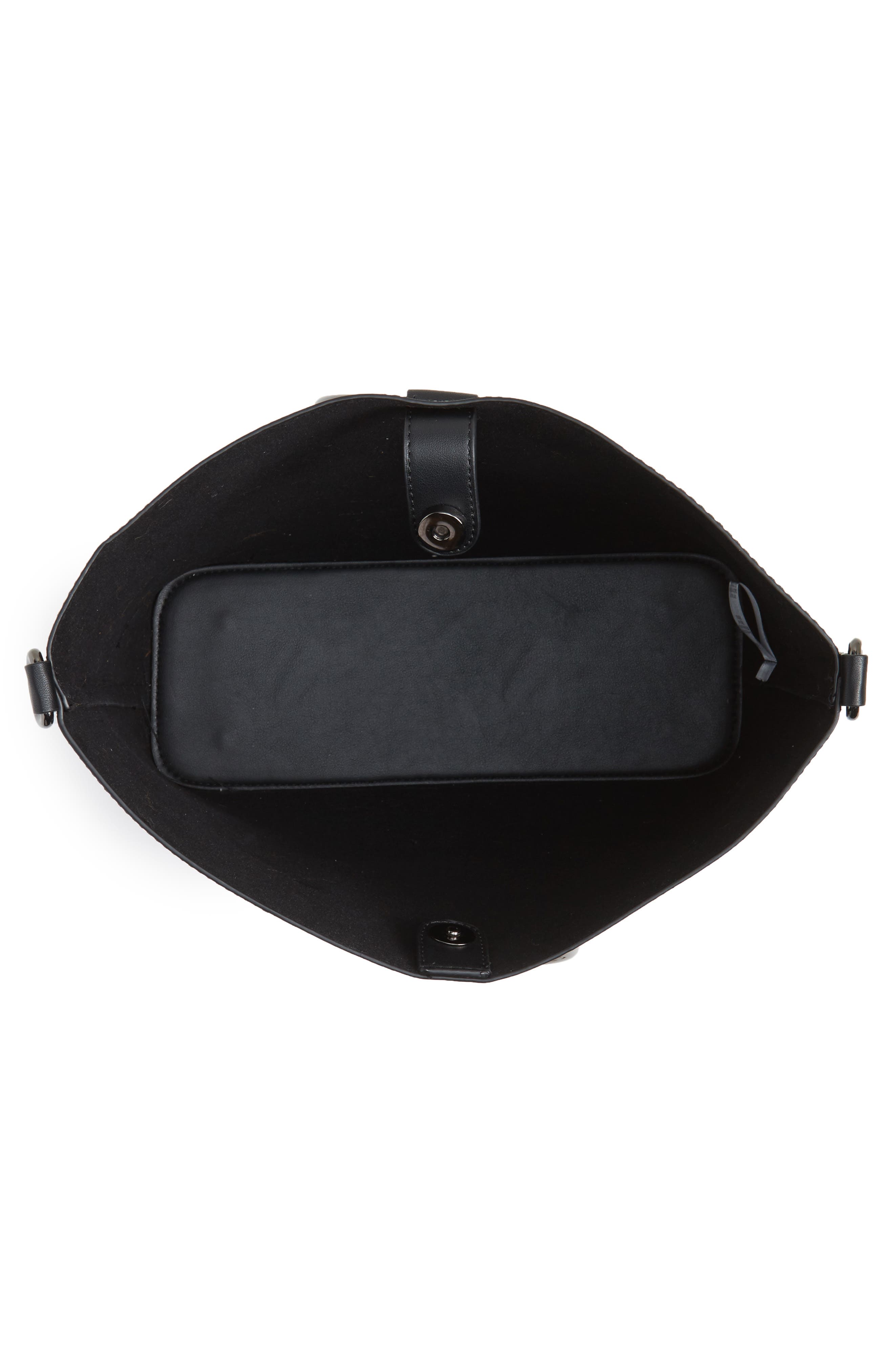 Street Level Metal Handle Faux Leather Crossbody Bag, Alternate, color, 