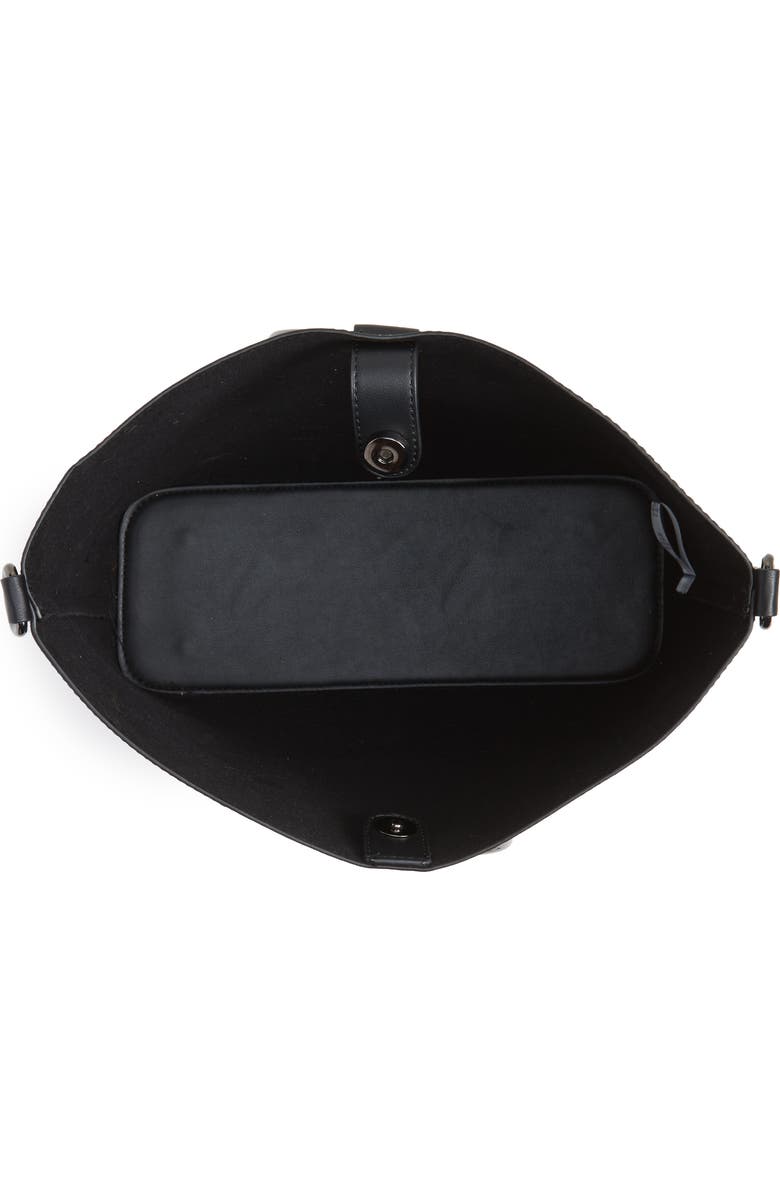 Street Level Metal Handle Faux Leather Crossbody Bag, Alternate, color,