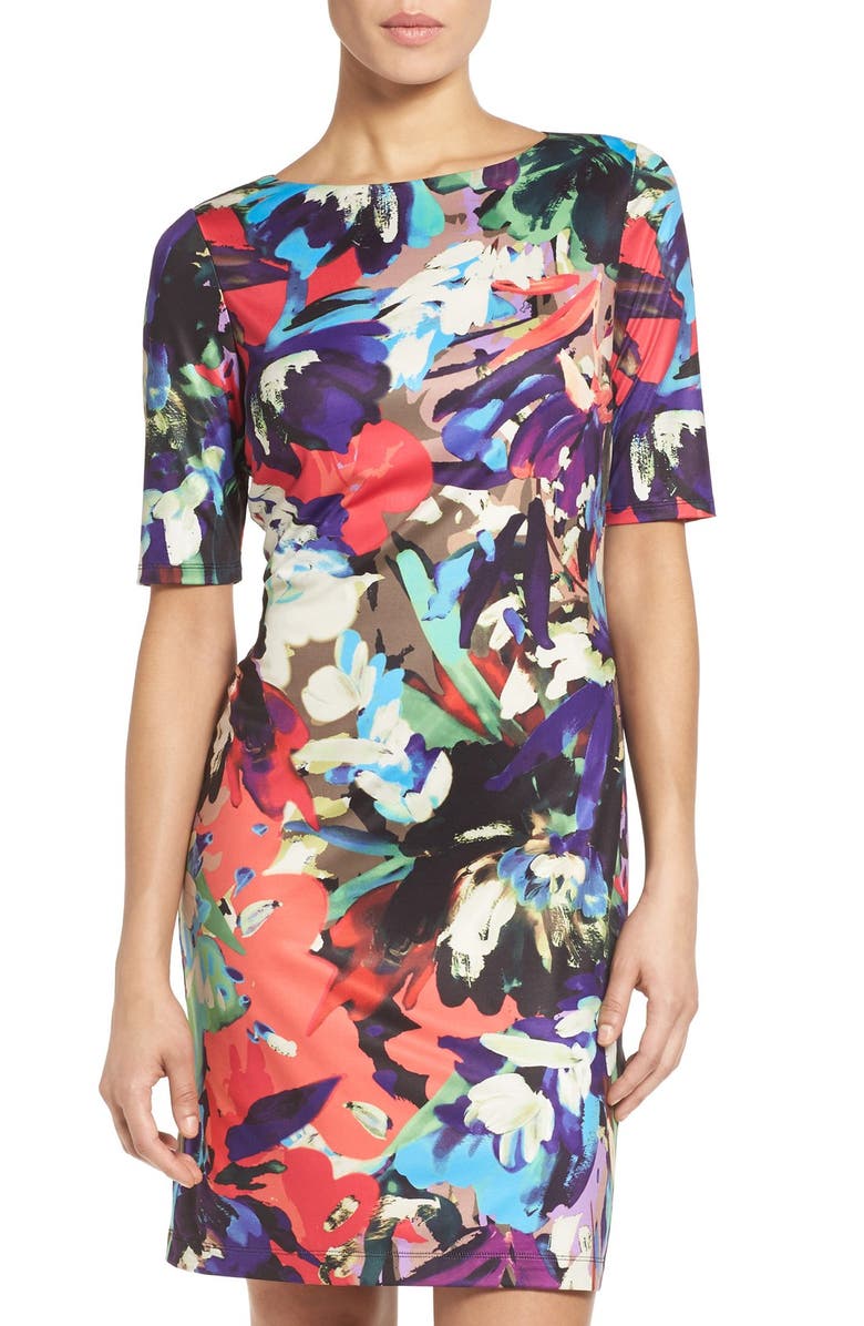 Ellen Tracy Ellen Tracey Print Jersey Sheath Dress, Main, color, 