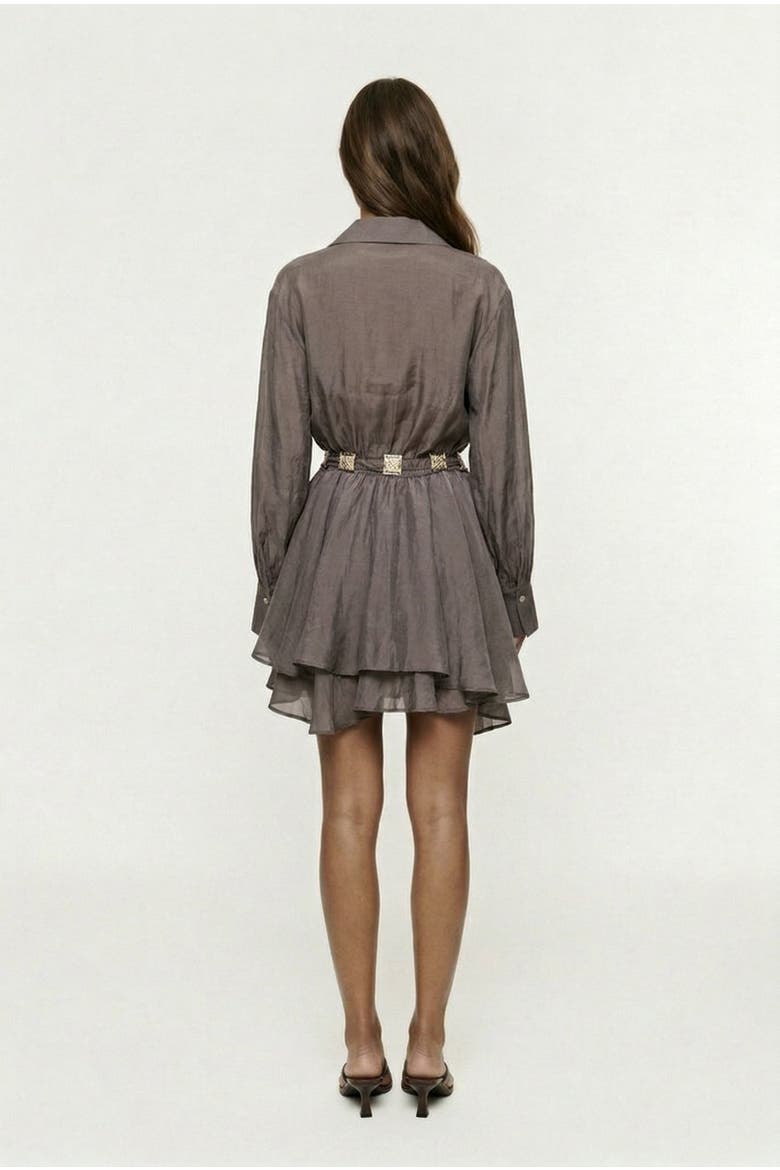 Alora TENCEL Button-Front Pleated Mini Shirt Dress, Alternate, color, Brown