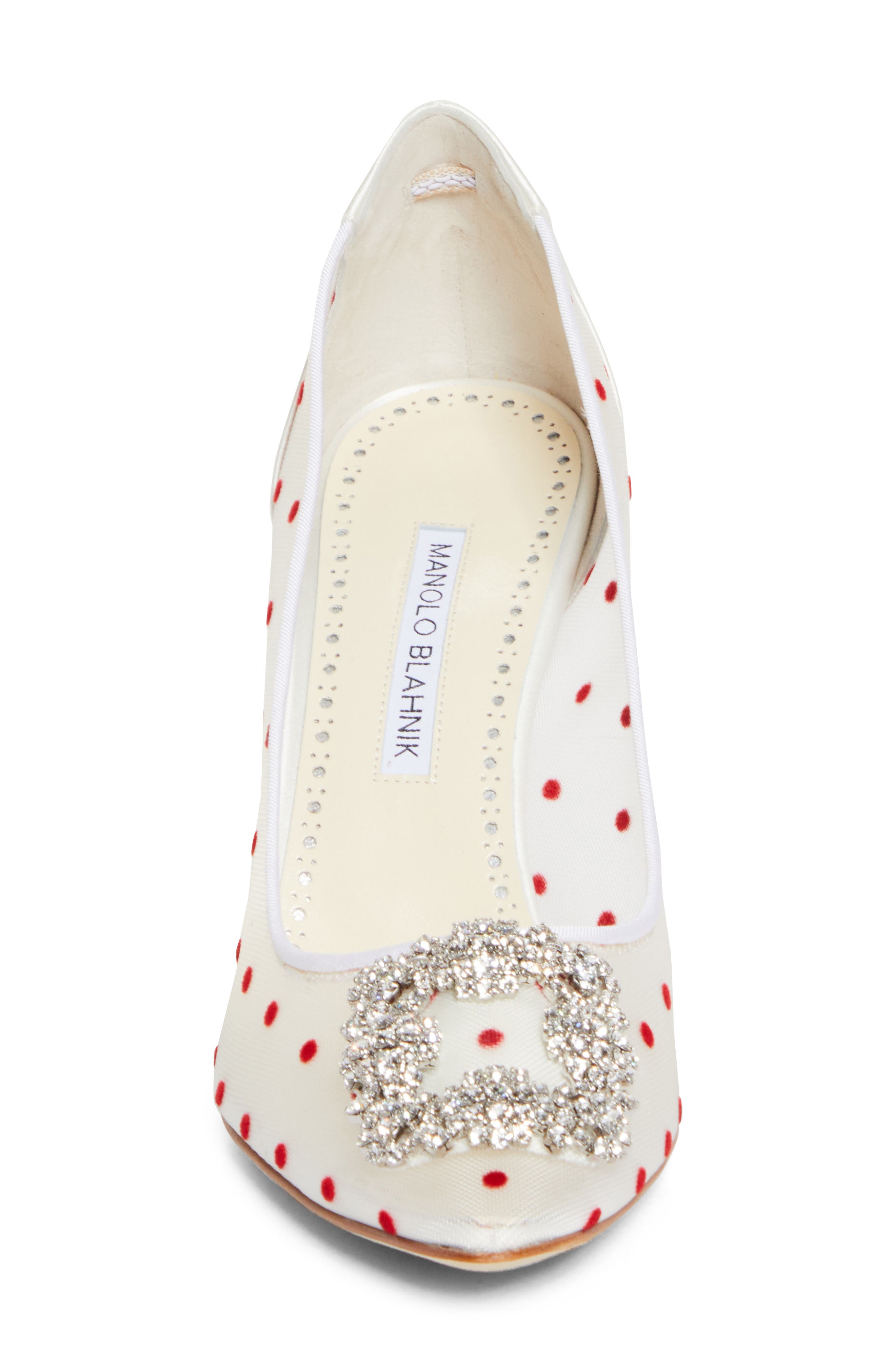Manolo Blahnik Hangisi Pump, Alternate, color, Red/ Light Cream