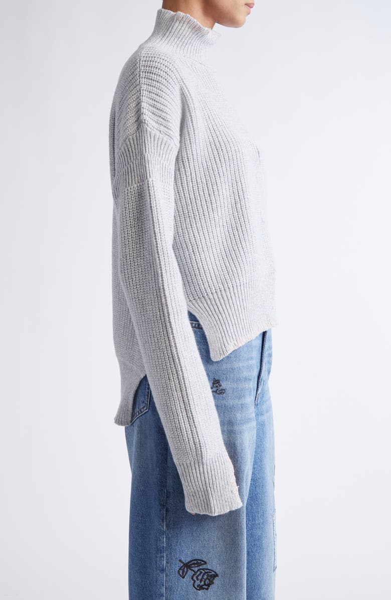 Marni Mending Logo Virgin Wool Mock Neck Sweater, Alternate, color, Tonic