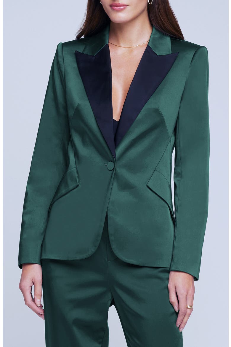 Chamberlain Colorblock Satin Blazer, Alternate, color, BOTANICAL GREEN