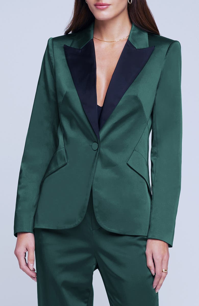 L'AGENCE Chamberlain Colorblock Satin Blazer, Alternate, color,
