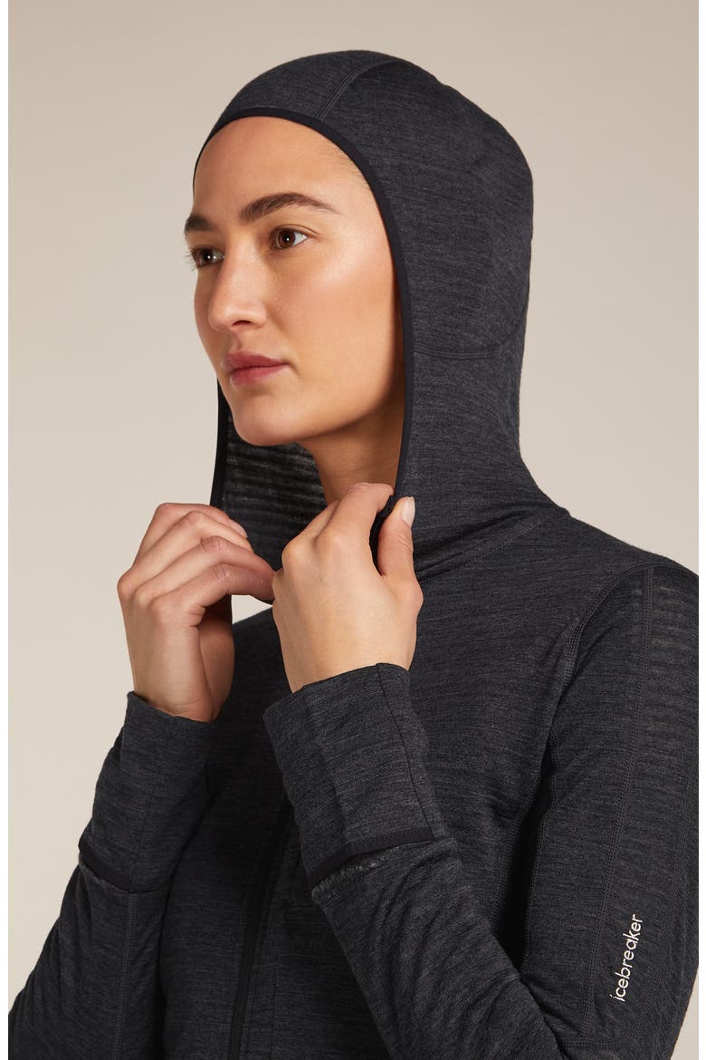 200 RealFleece™ Descender Zip Hoodie, Alternate, color, JET HEATHER/ BLACK
