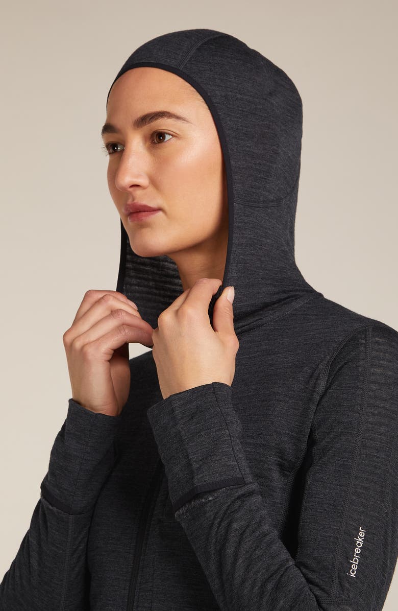 Icebreaker 200 RealFleece<sup>™</sup> Descender Zip Hoodie, Alternate, color, Jet Heather/ Black