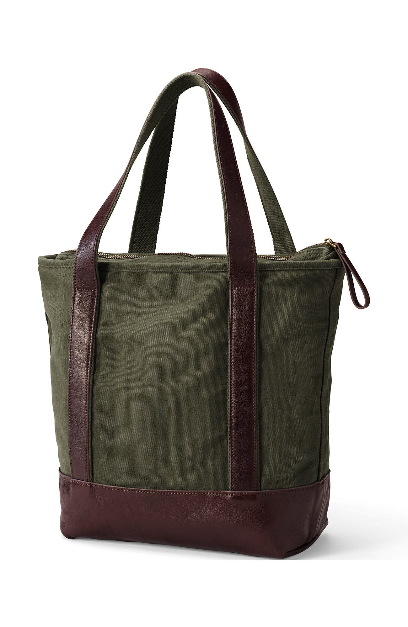 Lands' End Large Waxed Canvas Tote Bag, Alternate, color, Olive Green