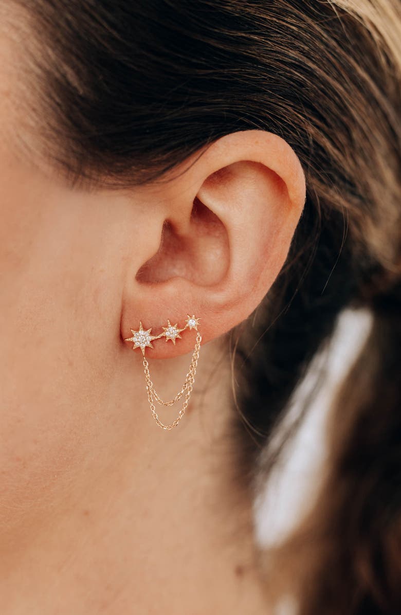 Anzie Morgan North Star Drop Earrings, Alternate, color, Gold Left