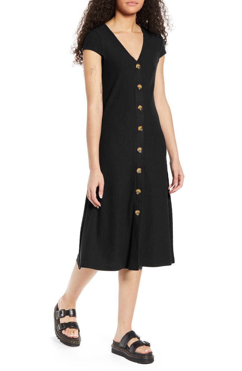 Only Nella Button Front Ribbed Midi Dress, Main, color, 