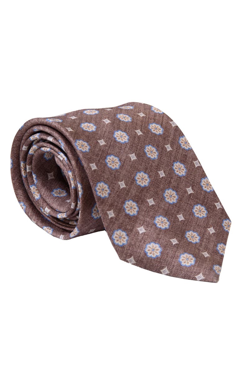 Elizabetta Antinori - Printed Silk Tie for Men, Main, color, Brown