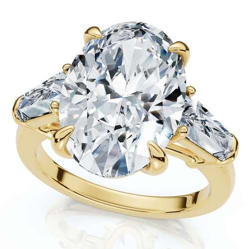 Bliss Diamond Certified 4 1/3ct Oval & Baguette Diamond Engagement Ring 14k Gold/pt Lab Grown In Gold