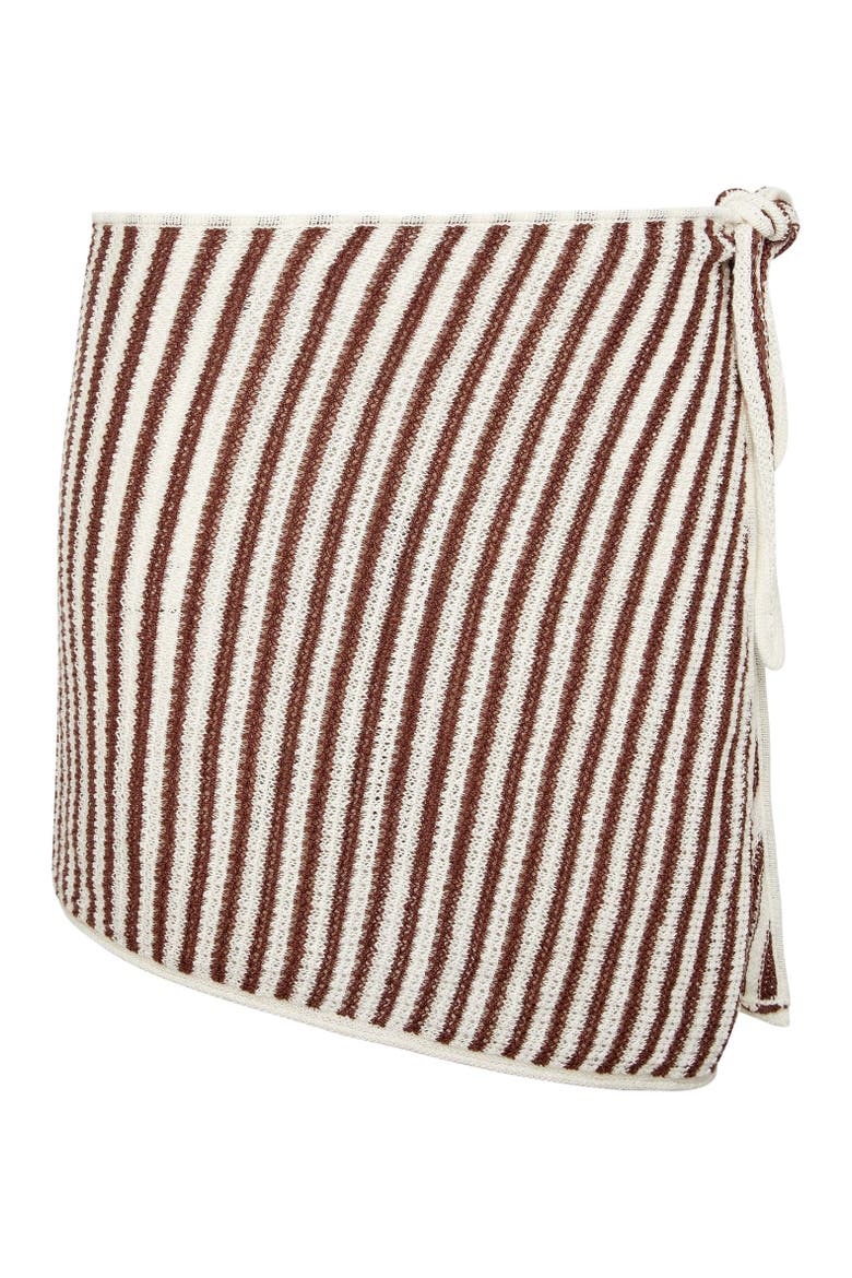 Linen Knit Mini Sarong, Alternate, color, Brown/White