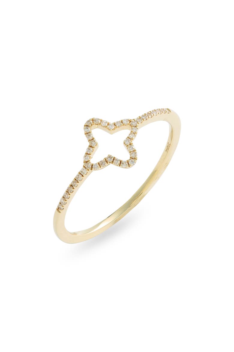 14k Gold Diamond Clover Ring, Main, color, YELLOW GOLD