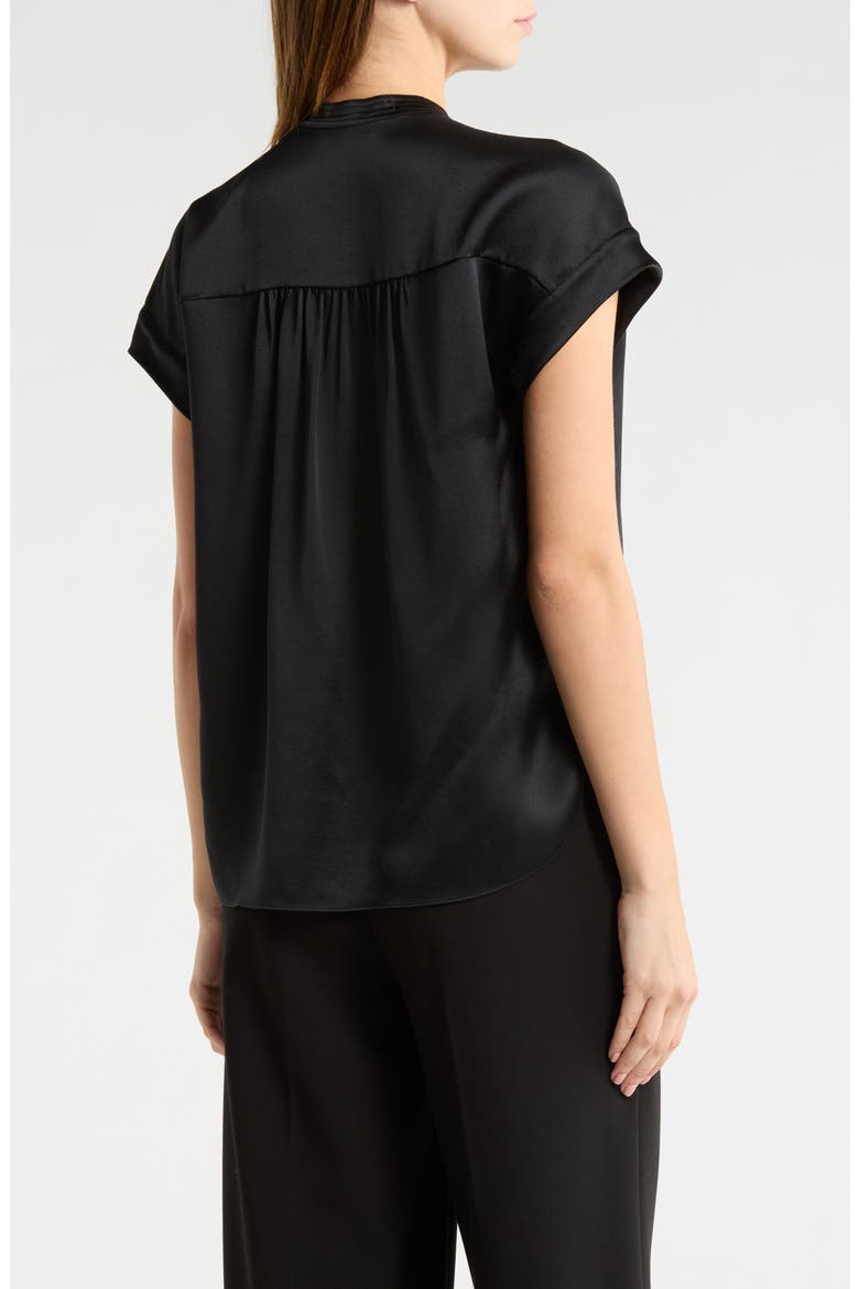 Shirred Detail Silk Top, Alternate, color, BLACK