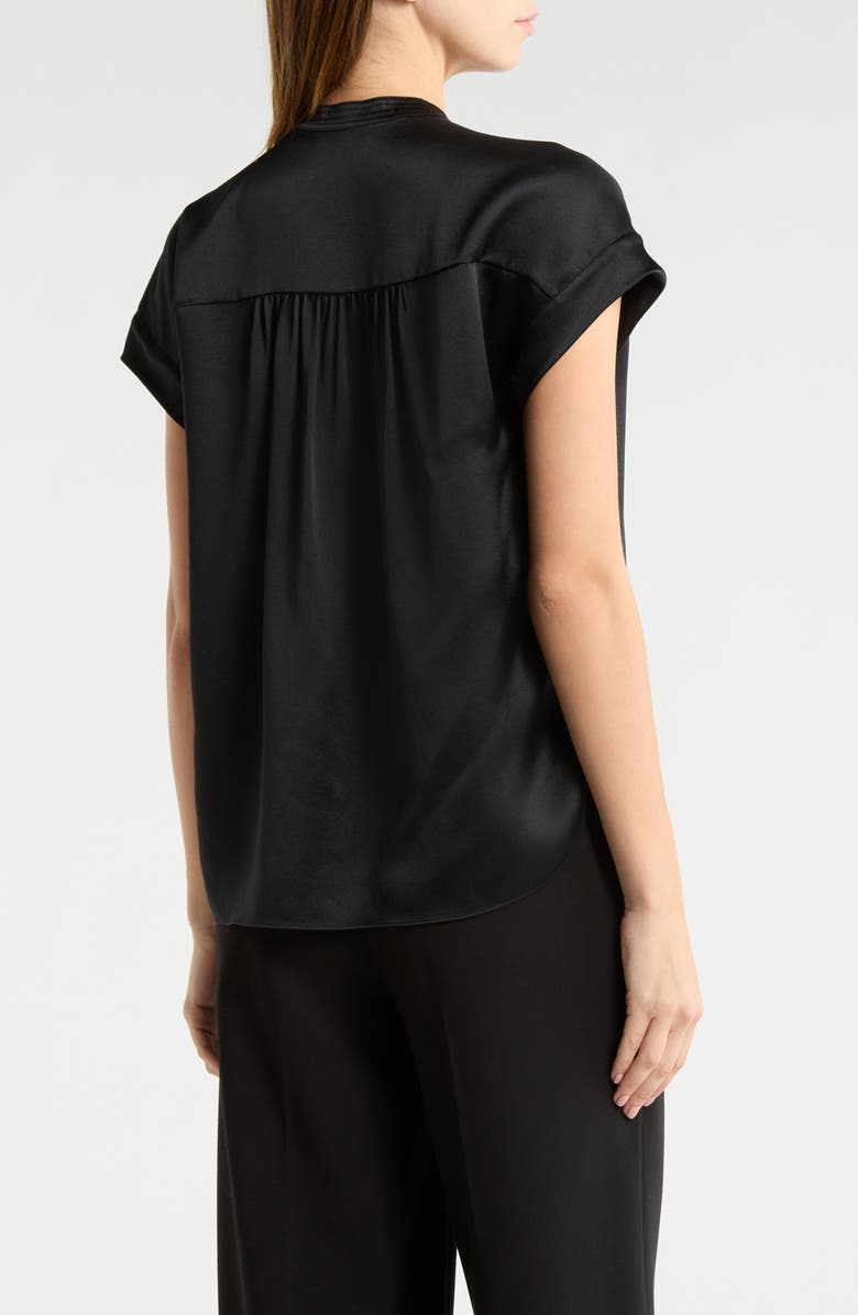 Vince Shirred Detail Silk Top, Alternate, color, Black