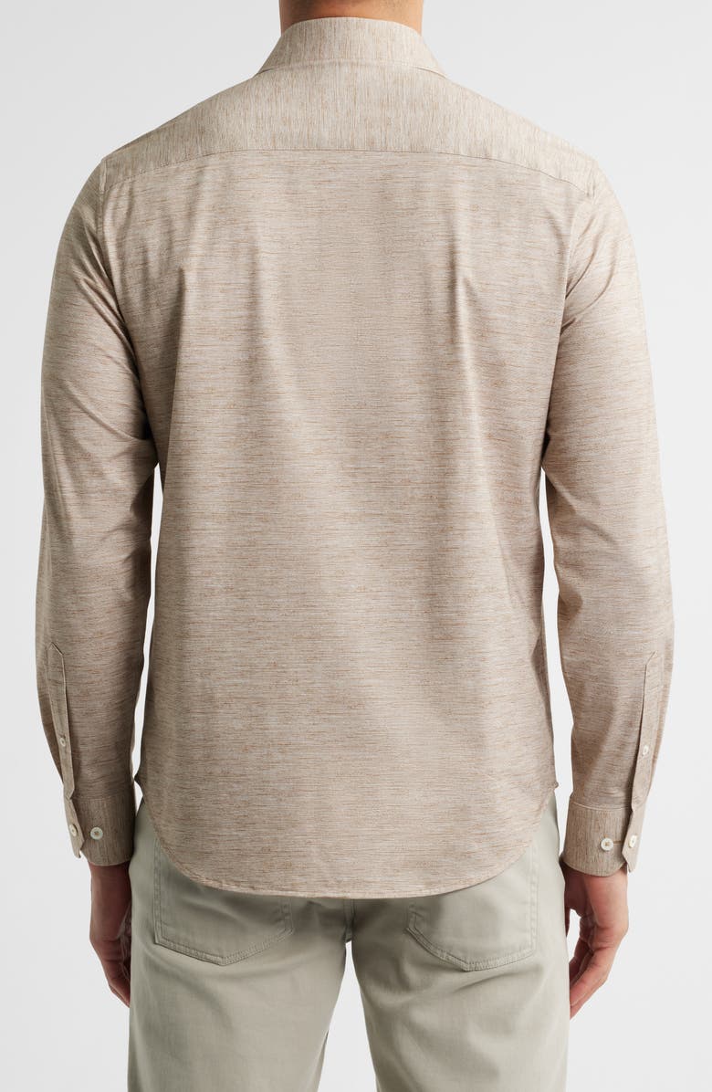 Bugatchi James OoohCotton<sup>®</sup> Space Dye Button-Up Shirt, Alternate, color, Camel