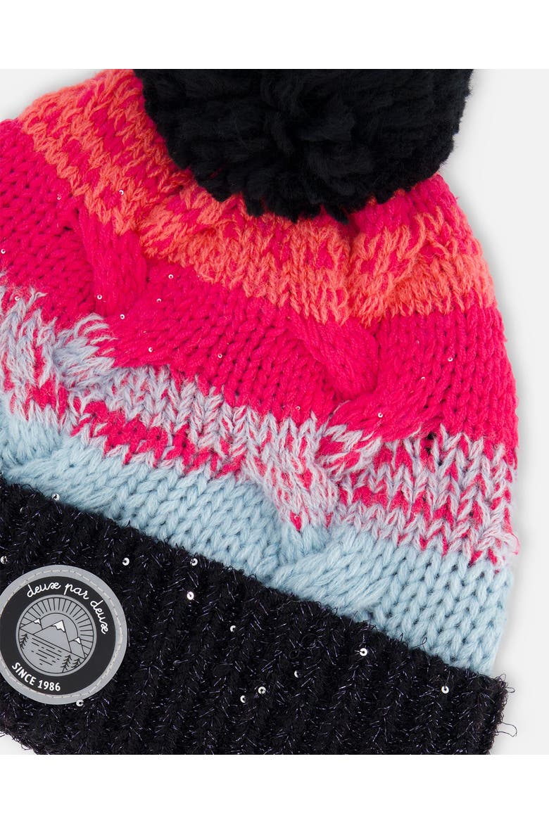 Baby Girl's Knit Hat Gradient Blue, Coral And Fuschia, Alternate, color, Stripes