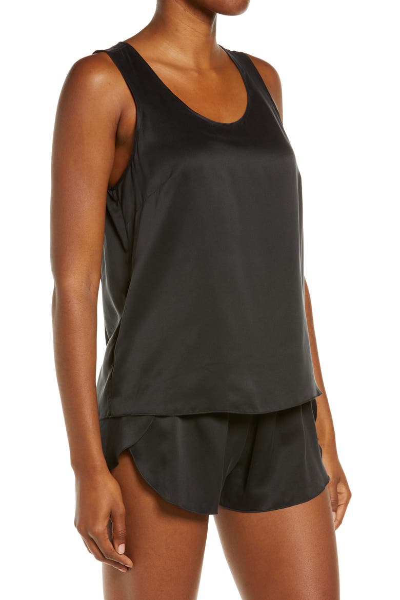 Washable Silk Short Pajamas, Alternate, color, IMMERSED BLACK