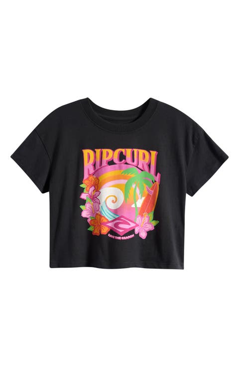 Kids' Tropical Dawn Cotton Cropped Graphic T-Shirt (Big Kid)
