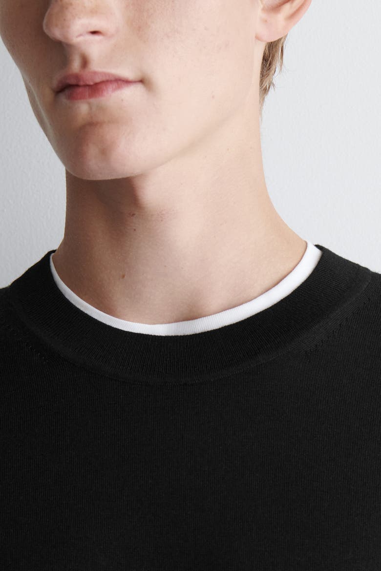 Slim Merino Wool Crew-Neck Sweater, Alternate, color, BLACK
