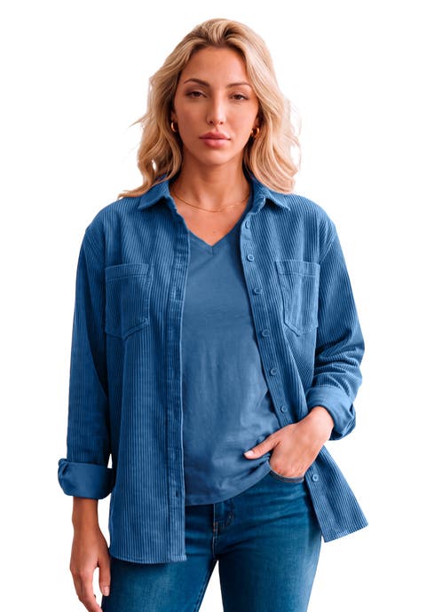 Corduroy Button Front Shirt (plus)