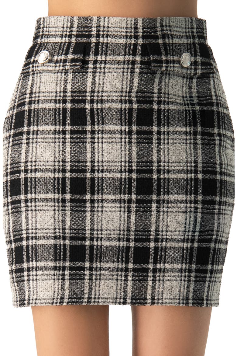 Checkered Skirt With Faux Front Pockets, Alternate, color, Black
