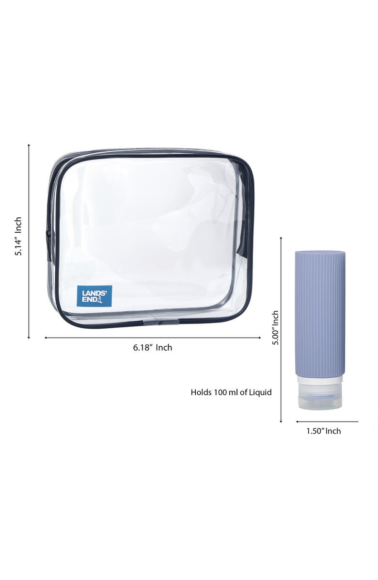 Lands' End Travel Bottle Set 3-Piece, 90 ML Travel Size Silicone Travel Bottles with Clear Container Bag, Alternate, color, Navy