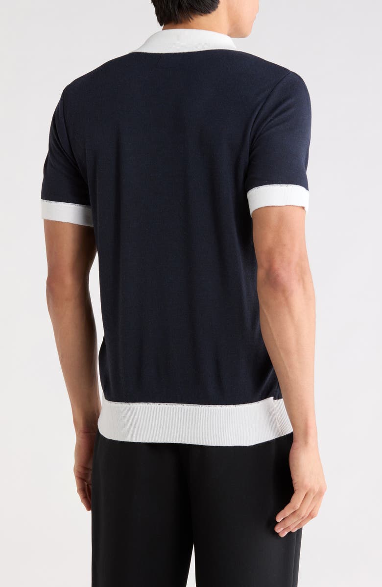 TOM BAINE Johnny Collar Knit Polo Sweater, Alternate, color, Black