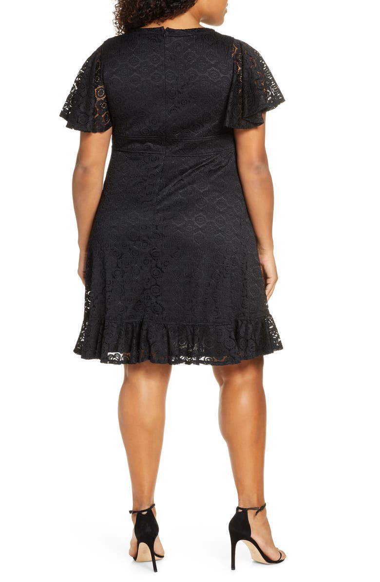 Kiyonna Middleton Ruffle Hem Lace Dress, Alternate, color, 