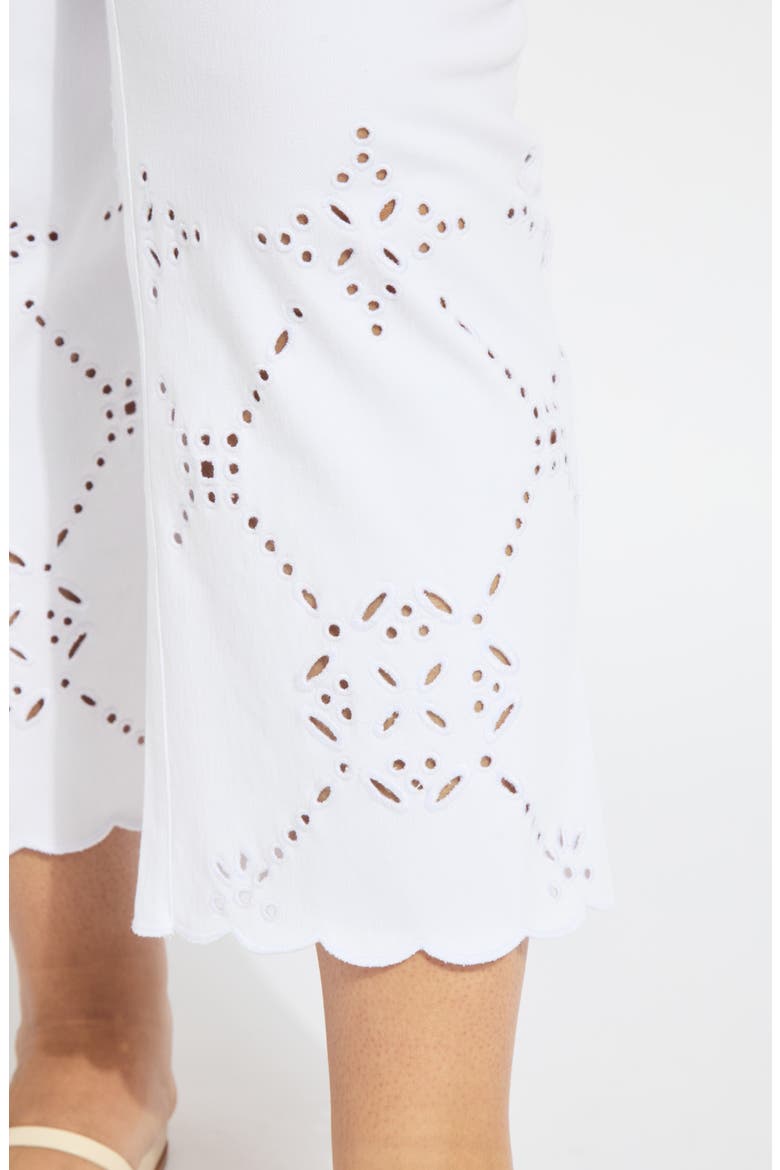 Billie Eyelet Pull-On High Waist Crop Straight Leg Jeans, Alternate, color, WHITE