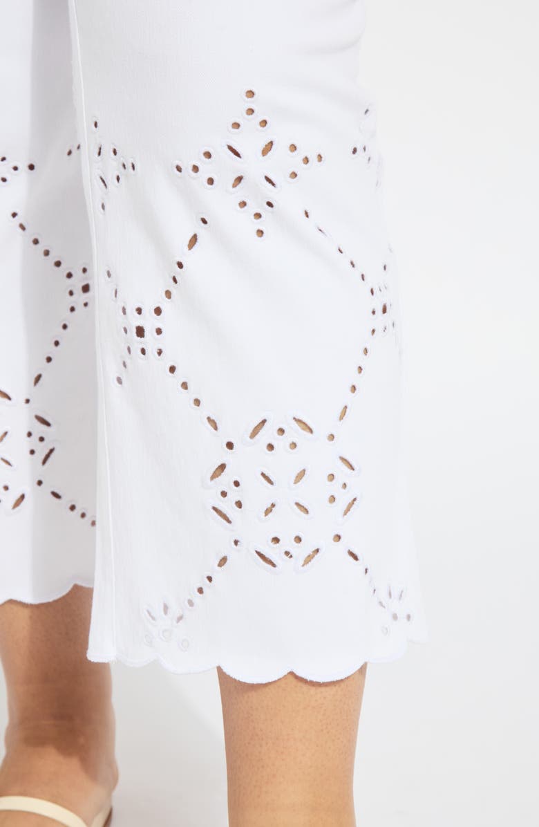 Lysse Billie Eyelet Pull-On High Waist Crop Straight Leg Jeans, Alternate, color, White