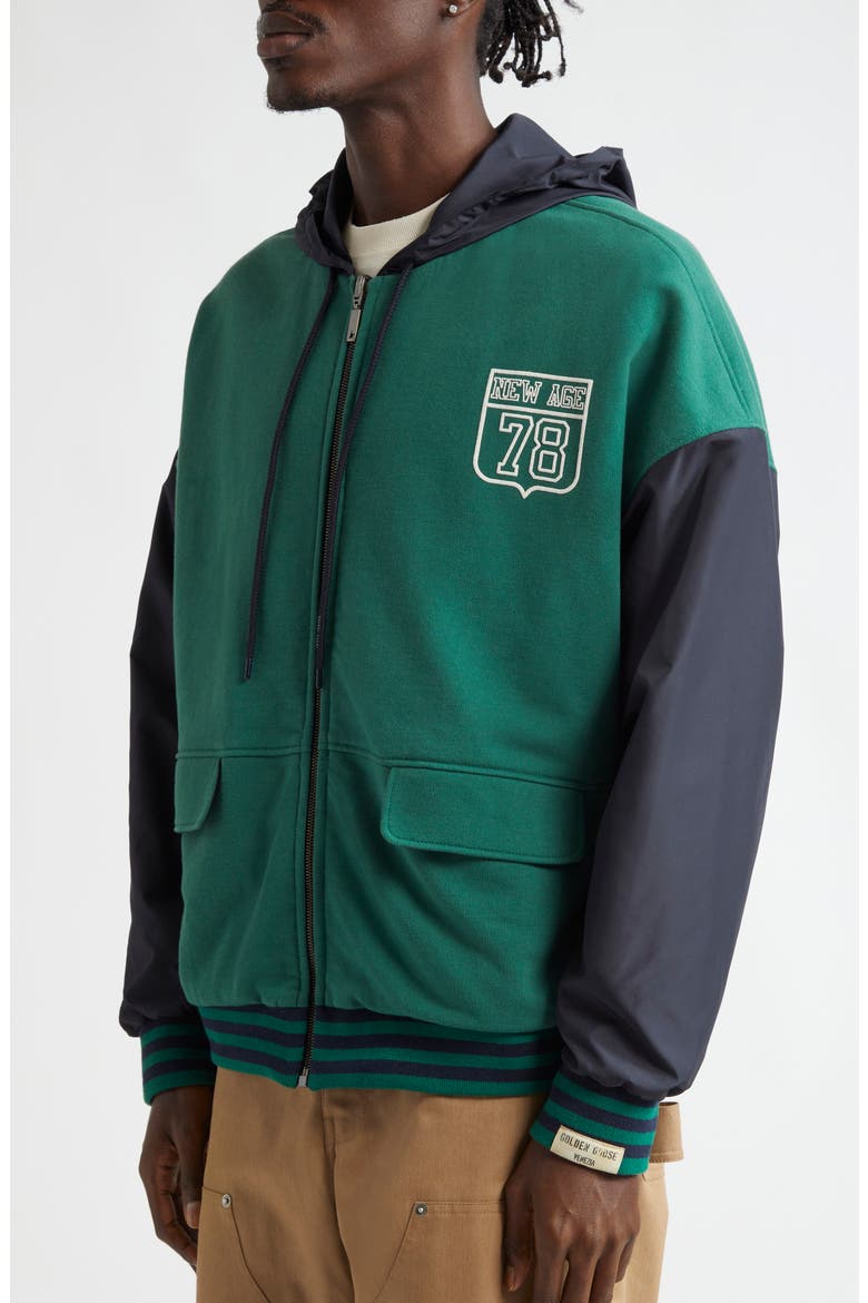 Gender Inclusive Reversible Full Zip Hoodie, Alternate, color, HUNTER GREEN/ SKY CAPTAIN