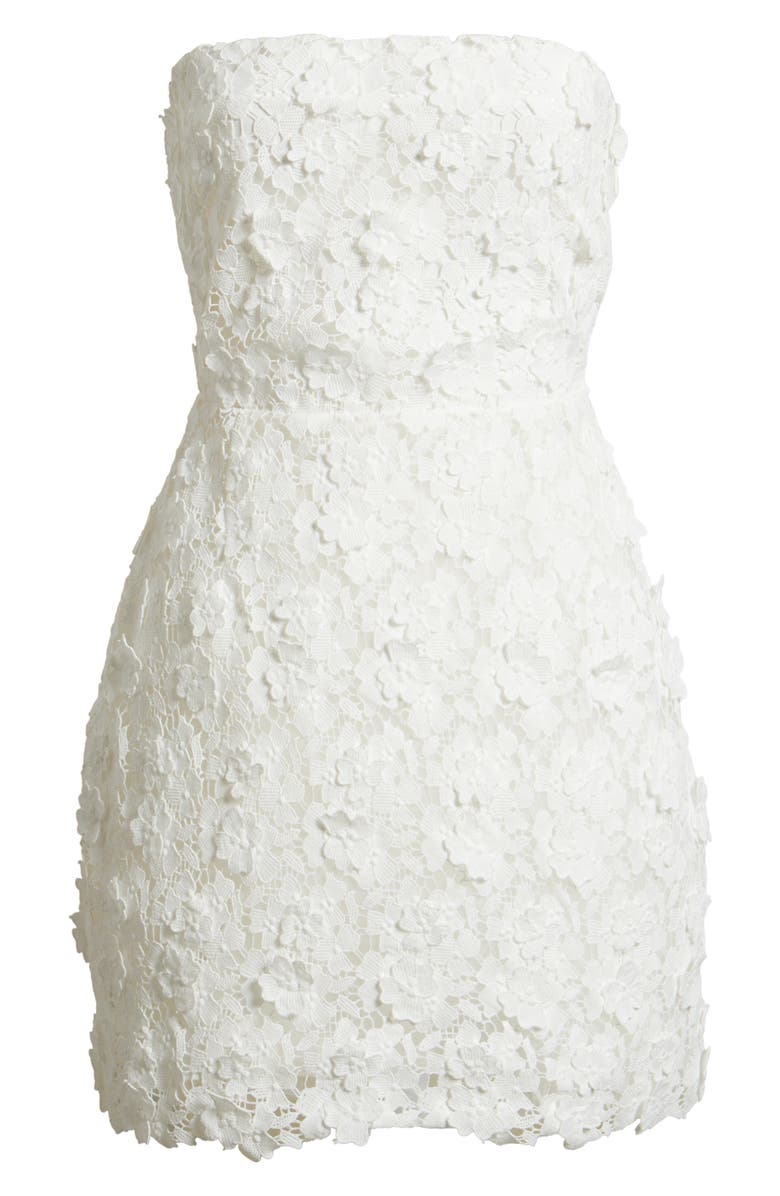 Chelsea28 Floral Appliqué Strapless Lace Minidress, Alternate, color, White