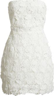Chelsea28 Floral Appliqué Strapless Lace Minidress
