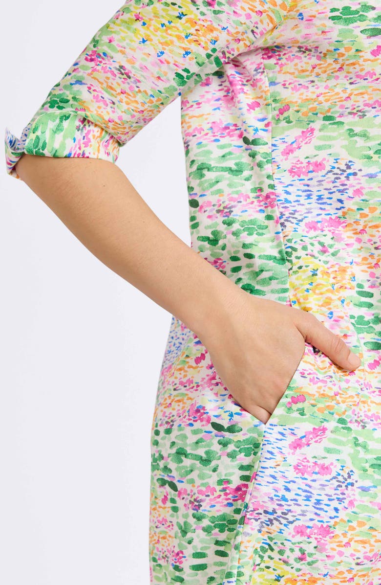 Foxcroft Vena Floral Print Linen Blend Dress, Alternate, color, Multi